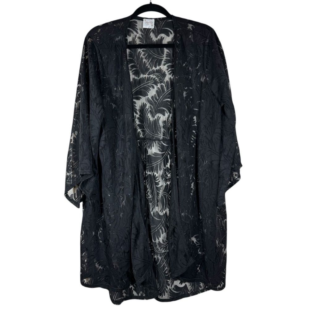 Siren Lily Maternity Black Kimono Cardigan Sheer Lace 2X Whimsigith Dark Vamp
